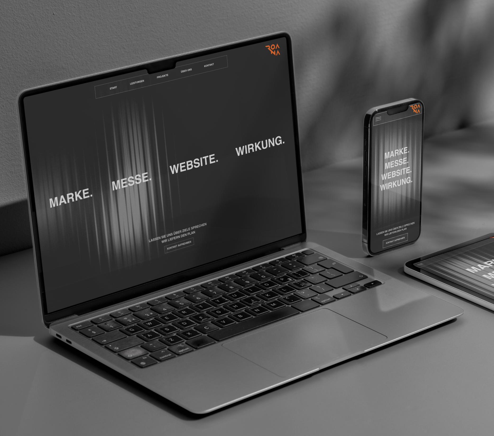Webdesign Beispiel: Startseite auf Desktop-Display