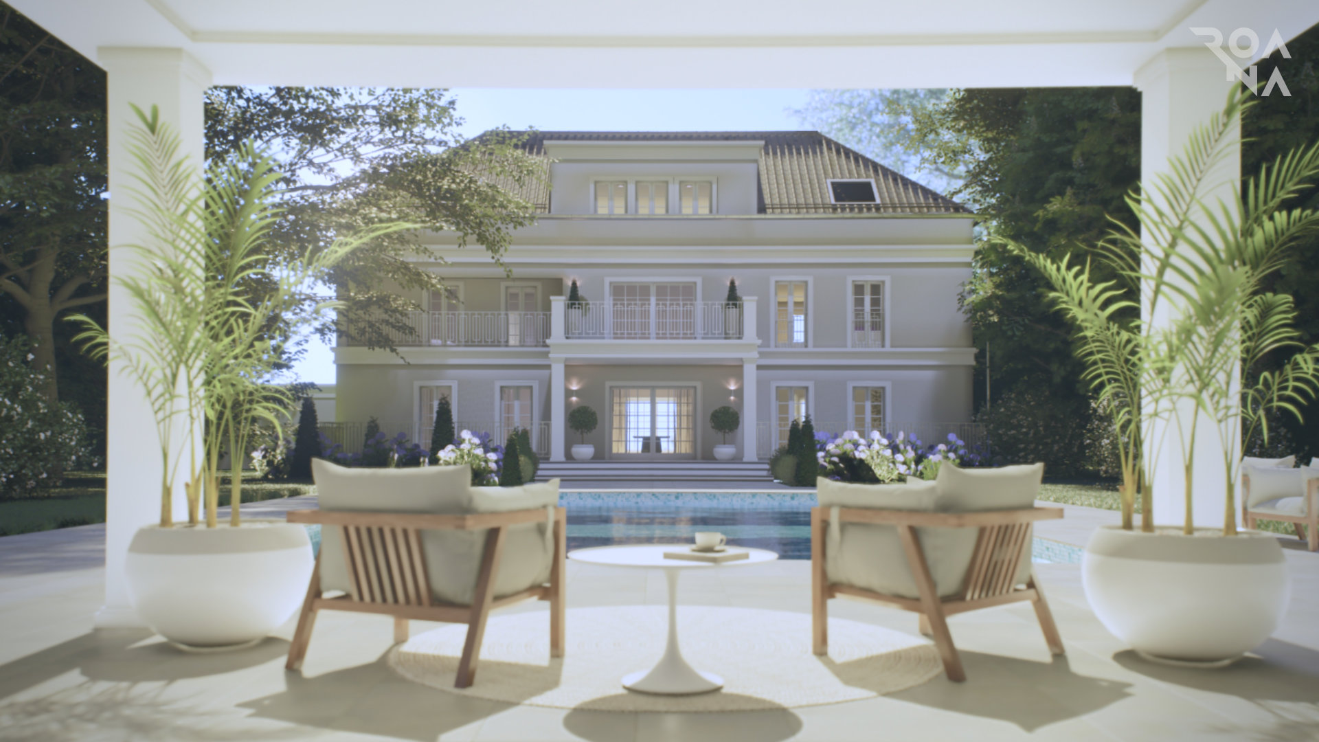 3D-Visualisierung Architektur: Villa Außenansicht
